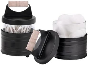 Autumn Alley Deluxe Farmhouse Apothecary Jars Set, Black Bathroom Jars Qtip Holder Glass - Rustic Vanity Organizer For Bathroom Counter, Cotton Balls, Swabs, Rounds, Salts 2 Small Glass Jars With Lids 6 Autumn Alley Deluxe Farmhouse Apothecary Jars Set, Black Bathroom Jars Qtip Holder Glass - Rustic Vanity Organizer For Bathroom Counter, Cotton Balls, Swabs, Rounds, Salts 2 Small Glass Jars With Lids - Image 6