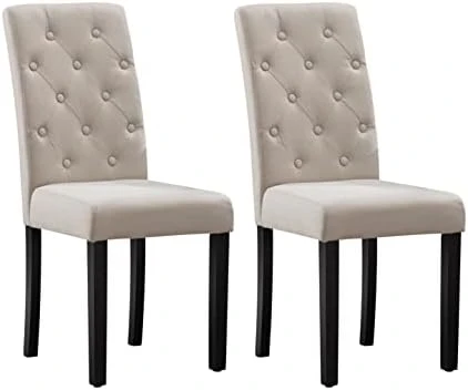 CRECQ Fabric Dining Chairs,Modern Tufted Solid Wood Padded Parsons Chair For Dining Room Set Of 6(Cream) 10 CRECQ Fabric Dining Chairs,Modern Tufted Solid Wood Padded Parsons Chair For Dining Room Set Of 6(Cream) - Image 10