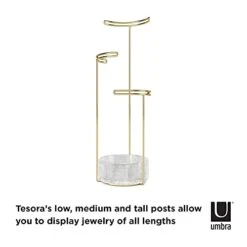 Umbra Tesora 3-Tier Jewelry Stand, Earring Holder, Accessory Organizer And Display, Glass/Brass
