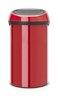 Brabantia 402487 Trash Can With Lid, Passion Red, 13.2 Gal (60 L), Touch Bin