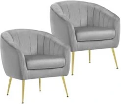 Yaheetech Accent Chair, Modern And Cozy Barrel Chair With Gold Metal Legs, Tufted Accent Armchair For Living Room/Bedroom/Office/Guest Room Green, Set Of 2 -Songmics Furniture Shop 310Ln3W03EL. AC