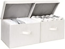 StorageWorks Decorative Storage Boxes, Storage Basket With Lid And Handles, Mixing Of Beige, White & Ivory, Large, 2-Pack 13 StorageWorks Decorative Storage Boxes, Storage Basket With Lid And Handles, Mixing Of Beige, White & Ivory, Large, 2-Pack -Songmics Furniture Shop 310ZFl jQJL. AC