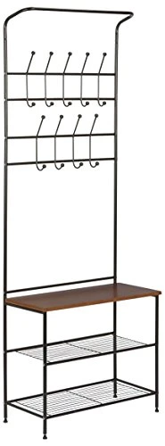 Honey-Can-Do Entryway Storage Valet, 25.75" L X 12.25" W X 70.25" H, Black