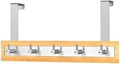 ToiletTree Products Bamboo Stainless Steel Over-The-Door Towel Hooks - Durable Coat, Clothes, And Towel Rack To Use In The Bathroom, Laundry Room, And Closet - 5 Hooks -Songmics Furniture Shop 310jIaUqjbL. AC