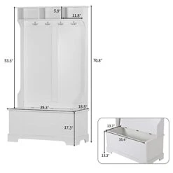 CreekT Hall Tree With Bench And Shoe Storage, Hall Tree With Bench, Entryway Bench With Coat Rack, Entry Bench With Storage And Coat Hooks, Hall Tree Coat Rack, Corner Hall Tree With Storage Bench