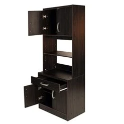 Pemberly Row Modern Tall Wooden Kitchen Pantry In Tobacco