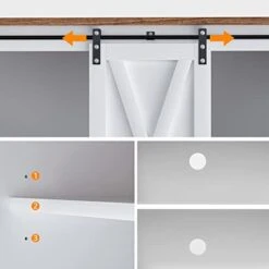 Farmhouse Coffee Bar Cabinet, 58’’ Kitchen Buffet Sideboard Cabinet With Sliding Barn Door, Coffee Bar Table With Adjustable Shelves, White Buffet Table With Storage,Living Dining Room Storage Cabinet -Songmics Furniture Shop 311cJaraOdL