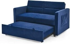 2-in-1 Sleeper Sofa Bed, Loveseat Chair Bed With Pull Out Bed And Extra Bench, Adjustable Back And Two Arm Pockets For Small Living Room, Bedroom, Balcony, Apartment (Gray, Loveseat) -Songmics Furniture Shop 311euqfpaNL. AC