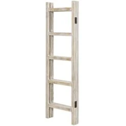 MyGift 3-Panel Vintage Whitewashed Wood Ladder Style Blanket & Towel Rack -Songmics Furniture Shop 311hKnL1TjL