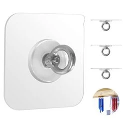 Ceiling Hooks, Practical Wall Hanging Auxiliary Hook, Stainless Steel,Waterproof,Nail-Free Adhesive Wall Hook,for Indoor And Outdoor Hanging Plants,Wind Chimes,Hangers, Decoration Hook,4 Pcs