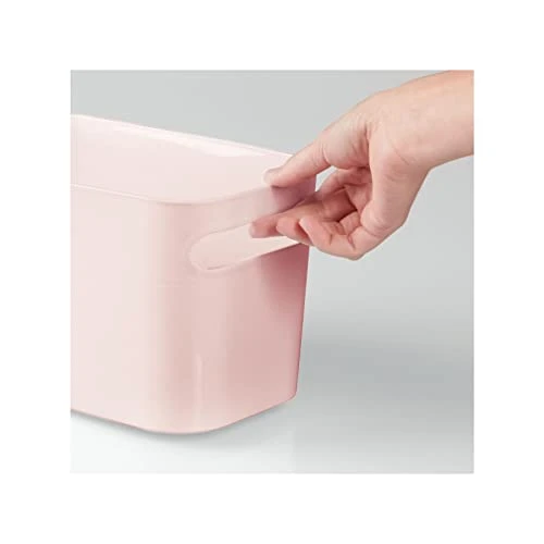 MDesign Deep Plastic Bathroom Bin With Handles, Storage Organizer For Vanity Countertop, Hold Soap, Body Wash, Shampoo, Lotion, Conditioner, Hand Towels - 10" Long, Aura Collection, 4 Pack, Light Pink 4 MDesign Deep Plastic Bathroom Bin With Handles, Storage Organizer For Vanity Countertop, Hold Soap, Body Wash, Shampoo, Lotion, Conditioner, Hand Towels - 10" Long, Aura Collection, 4 Pack, Light Pink - Image 4