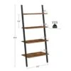 VASAGLE ALINRU Ladder Shelf, 4-Tier Bookshelf, Storage Rack Shelves, For Living Room, Kitchen, Office, Steel, Stable, Sloping, Leaning Against The Wall, Industrial, Rustic Brown And Black ULLS43BX