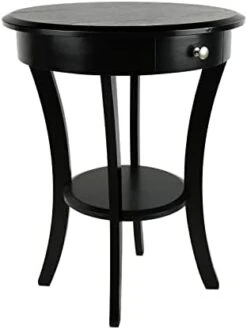 ECOMEX Round Wood Side Table, 20 Inch Wood Curved Legs Living Room Table With Storage Shelf With Intersecting Pedestal Base, Black End Tables For Kitchen, Dining Room, Bedroom, Coffee Bar, Sofa -Songmics Furniture Shop 3123ucMMLWL. AC