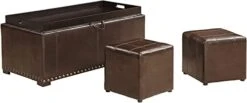 AC Pacific Leather 2 Side Ottomans Storage Bench With, Brown -Songmics Furniture Shop 3124udk8tL. AC