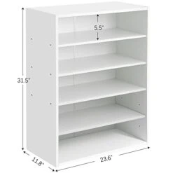 HAIOOU Shoe Rack, 5-Tier Stackable Wooden Shoes Rack Organizer Free Standing Shoe Storage Stand With One Movable Storage Shelf For 10-15 Pairs, Perfect For Entryway, Hallway, Closet - Modern White -Songmics Furniture Shop 312ILgXjgxL