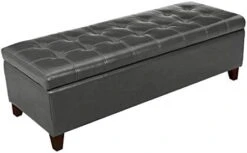 Homebeez Faux Leather Storage Ottoman Bench, Tufted Foot Rest Stool With Lift-Top & Nailhead Trim (Red/Large) -Songmics Furniture Shop 312OF0sLSNL. AC