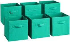 Sorbus Foldable Storage Cubes - 6 Fabric Baskets For Organizing Pantry, Closet, Shelf, Nursery, Playroom, Toy Box, Cubby - 11 Inch Dual Handle Collapsible Closet Organizers And Storage Bins (Green) -Songmics Furniture Shop 312rkyZwG0L. AC
