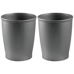 MDesign Plastic Modern Round Shatter-Resistant Small 1.6 Gallon Trash Can Wastebasket, Garbage Container Bin For Bathrooms, Kitchens, Home Offices, Dorm Rooms - Hyde Collection - 2 Pack, White -Songmics Furniture Shop 313B34DIUmL