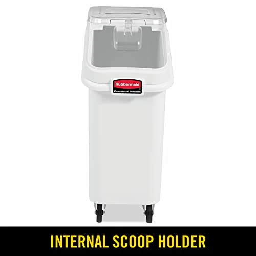 Rubbermaid Commercial Products ProSave Shelf-Storage Ingredient Bin With Scoop, 400-cup Capacity, Plastic, White, Sliding Lid, Container With Wheels For Kitchen/Restaurant Food Organization 2 Rubbermaid Commercial Products ProSave Shelf-Storage Ingredient Bin With Scoop, 400-cup Capacity, Plastic, White, Sliding Lid, Container With Wheels For Kitchen/Restaurant Food Organization - Image 2