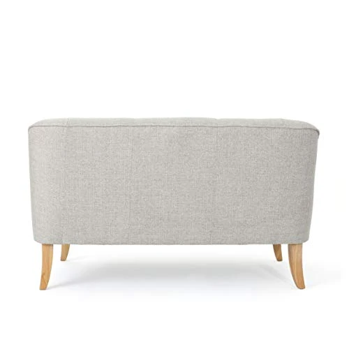 Christopher Knight Home Justus Mid-Century Modern Fabric Loveseat, Beige / Natural 3 Christopher Knight Home Justus Mid-Century Modern Fabric Loveseat, Beige / Natural - Image 3
