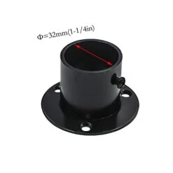 Antrader Stainless Steel Closet Rod Flange Holder Shower Socket Bracket Support, 1-1/4 Inch Dia Matte Black, Pack Of 4