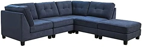 Abbyson Living Fabric Upholstered 5-Piece Modular Sectional Sofa With Coordinating Ottoman, Ivory 6 Abbyson Living Fabric Upholstered 5-Piece Modular Sectional Sofa With Coordinating Ottoman, Ivory - Image 6