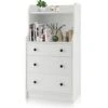 GOFLAME 3-Drawer Dresser With Shelf, 44” H Modern Storage Organizer With Anti-Tilting Design, Utility Storage Dresser, Chest Of Drawers For Living Room, Bedroom, Closet, Entryway, White