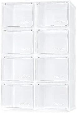 SupBro Collection Crate - Easy Access Storage Shoes Box -Plastic Foldable Stackable Sneaker Display Storage With Clear Front Door Organizer-8 Pack (Black) 13 SupBro Collection Crate - Easy Access Storage Shoes Box -Plastic Foldable Stackable Sneaker Display Storage With Clear Front Door Organizer-8 Pack (Black) -Songmics Furniture Shop 313fIgyTmlL. AC