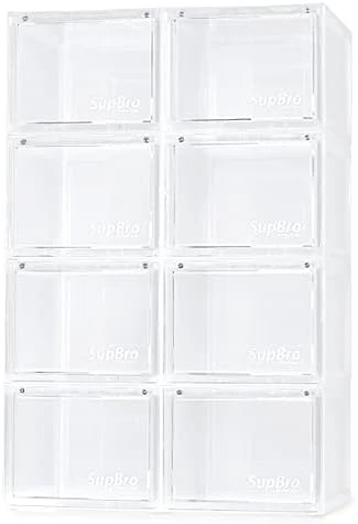 SupBro Collection Crate - Easy Access Storage Shoes Box -Plastic Foldable Stackable Sneaker Display Storage With Clear Front Door Organizer-8 Pack (Black) 5 SupBro Collection Crate - Easy Access Storage Shoes Box -Plastic Foldable Stackable Sneaker Display Storage With Clear Front Door Organizer-8 Pack (Black) - Image 5