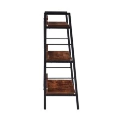 GOAWGO Bookshelf Ladder, Living Room Wood And Metal Stairs Freestanding Display Plant Bookshelves, Home Office, Living Room, Bedroom, Kitchen, Rustic Brown (Three Layers) -Songmics Furniture Shop 3142zT7OWAL