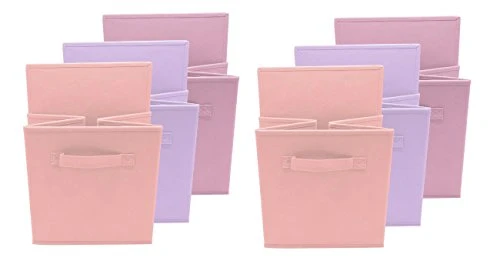 Sorbus® 11 Inch Cube Storage Organizer Bins - 6 Pack - Foldable Storage Cubes - Rectangular Shelf Basket - Great For Nursery, Playroom, Closet, Home Organization (Multi - Pink Orange Purple) 6 Sorbus® 11 Inch Cube Storage Organizer Bins - 6 Pack - Foldable Storage Cubes - Rectangular Shelf Basket - Great For Nursery, Playroom, Closet, Home Organization (Multi - Pink Orange Purple) - Image 6