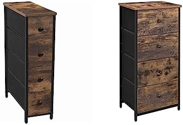 SONGMICS Narrow Dresser, Vertical Storage Unit With 4 Fabric Drawers, For Small Spaces And Gaps, Metal Frame, Slim Storage Tower, For Living Room, Laundry, Closet, Rustic Brown And Black ULGS041B01 8 SONGMICS Narrow Dresser, Vertical Storage Unit With 4 Fabric Drawers, For Small Spaces And Gaps, Metal Frame, Slim Storage Tower, For Living Room, Laundry, Closet, Rustic Brown And Black ULGS041B01 - Image 8