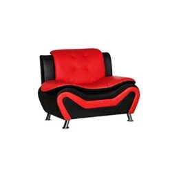 Home Square 3 Piece Living Room Set With Sofa Loveseat And Armchair In Black/Red -Songmics Furniture Shop 3148oBC0JFL