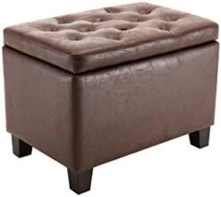 Wovenbyrd Classic 24-Inch Wide Rectangular Tufted Storage Ottoman Footstool With Hinged Lid, Cream Fabric -Songmics Furniture Shop 314V7bkATmL. AC