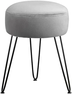 LUE BONA Vanity Stool, White Vanity Stools For Makeup Room, Round Ottoman Foot Stool, Velvet Footrest Vanity Chair For Bathroom Vanity, Bedroom, Living Room, Entryway, Offices -Songmics Furniture Shop 314b00zP8ML. AC