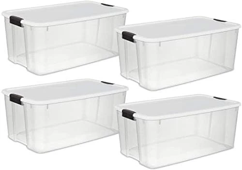 Sterilite 30 Quart Clear Plastic Stackable Storage Container Bin Box Tote With White Latching Lid Organizing Solution For Home & Classroom, 24 Pack 4 Sterilite 30 Quart Clear Plastic Stackable Storage Container Bin Box Tote With White Latching Lid Organizing Solution For Home & Classroom, 24 Pack - Image 4