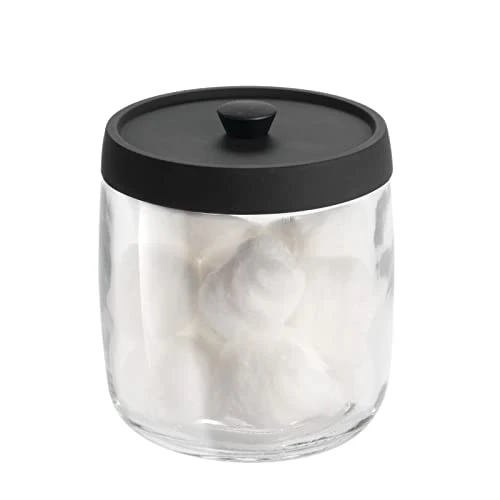 MDesign Small Apothecary Organizer Canister Jars - Glass Containers With Plastic Lid For Bathroom, Organization Holder For Vanity, Counter, Malloy Collection - 2 Pack - Clear/Matte Black 5 MDesign Small Apothecary Organizer Canister Jars - Glass Containers With Plastic Lid For Bathroom, Organization Holder For Vanity, Counter, Malloy Collection - 2 Pack - Clear/Matte Black - Image 5