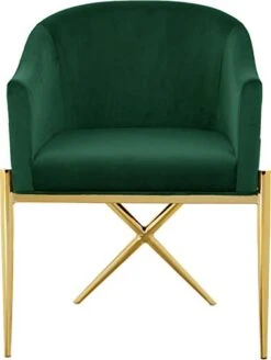 Meridian Furniture Xavier Collection Modern | Contemporary Velvet Upholstered Dining Chair With Sturdy Steel X Shaped Legs, 25.5" W X 24.5" D X 31.5" H, Green -Songmics Furniture Shop 314z8i7Wr5L