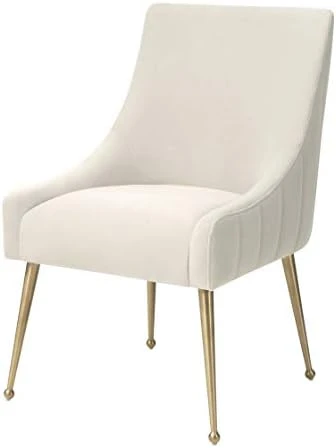 MEXIYA Irina Dining Chair Beige Easy Clean Velvet Upholstered Side Chair With Brushed Gold Leg 5 MEXIYA Irina Dining Chair Beige Easy Clean Velvet Upholstered Side Chair With Brushed Gold Leg - Image 5