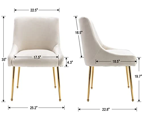 ZHENGHAO Velvet Dining Chairs Set Of 6, Modern Accent Kitchen Chairs With Gold Legs Upholstered Guest Chairs For Living Room/Kitchen/Restaurant, White 2 ZHENGHAO Velvet Dining Chairs Set Of 6, Modern Accent Kitchen Chairs With Gold Legs Upholstered Guest Chairs For Living Room/Kitchen/Restaurant, White - Image 2