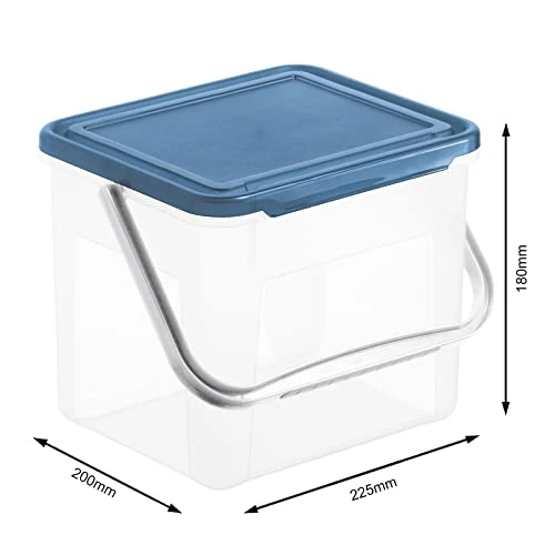 Rotho Basic Storage Box 5l With Lid And Handle, Plastic (PP) BPA-Free, Transparent/Blue, 3kg/5l, (21 X 20 X 18 Cm) 2 Rotho Basic Storage Box 5l With Lid And Handle, Plastic (PP) BPA-Free, Transparent/Blue, 3kg/5l, (21 X 20 X 18 Cm) - Image 2