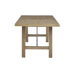 INK+IVY Sonoma Solid Wood Dining Table, Rectangular With Rustic Metal Truss Accent,Trestle Legs, Easy Assembly, Industrial Country, For Kitchen, Entryway, Family, Or Bedroom, Reclaimed Grey -Songmics Furniture Shop 315PSIKiVLL