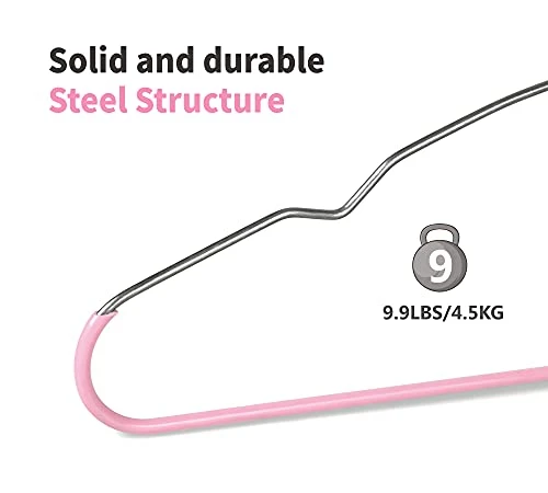 TOPIA HANGER Non Slip Hanger 20 Pack, Metal Clothes Hangers Space Saving, Heavy Duty Rubber Coated Wire Hanger For Coat, Shirt, Dress, Pants-Pink, CT12P 3 TOPIA HANGER Non Slip Hanger 20 Pack, Metal Clothes Hangers Space Saving, Heavy Duty Rubber Coated Wire Hanger For Coat, Shirt, Dress, Pants-Pink, CT12P - Image 3