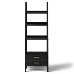 SIMPLIHOME Sawhorse SOLID WOOD 72 Inch X 24 Inch Modern Industrial Ladder Shelf With Storage In Black With 2 Drawers And 4 Shelves, For The Living Room, Study And Office 18 SIMPLIHOME Sawhorse SOLID WOOD 72 Inch X 24 Inch Modern Industrial Ladder Shelf With Storage In Black With 2 Drawers And 4 Shelves, For The Living Room, Study And Office -Songmics Furniture Shop 316Gme2ZXRL