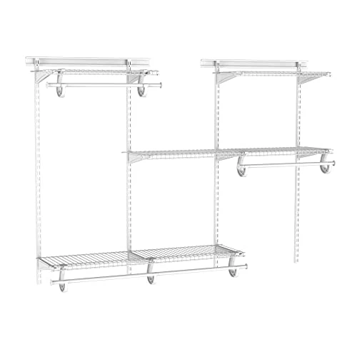 ClosetMaid ShelfTrack Wire Closet Organizer System, Adjustable From 4 To 6 Ft., With Shelves, Clothes Rods, Hardware, Durable Steel, White 1 ClosetMaid ShelfTrack Wire Closet Organizer System, Adjustable From 4 To 6 Ft., With Shelves, Clothes Rods, Hardware, Durable Steel, White