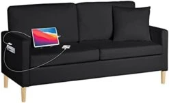 TYBOATLE Modern Faux Leather Living Room Furniture Sectional Sofa Sets 2 Pieces, Loveseat Couch W/ 2 USB Charging Ports And Comfy Accent Arm Chair For Small Space, Apartment, Office, Studio (Black) -Songmics Furniture Shop 316MymkN4L. AC