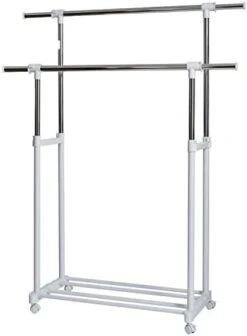 Store. It 670124 XXL Rollkleide Stand Double Clothes Rail, Metal, Plastic, White, 90 x 44 x 95 cm -Songmics Furniture Shop 316QocI8f4L. AC