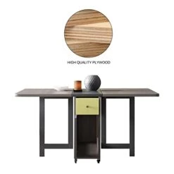 FUNROLUX Folding Dining Table And 4 Piece Folding Chair Set Grey Extendable Dining Table Holds 4 Chairs With Storage Rack And 2 Drawers 10 FUNROLUX Folding Dining Table And 4 Piece Folding Chair Set Grey Extendable Dining Table Holds 4 Chairs With Storage Rack And 2 Drawers -Songmics Furniture Shop 316Y0FymipL 1