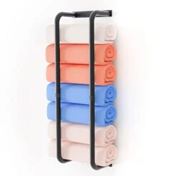 YYP Towel Racks For Bathroom, Towel Rack Wall Mounted, Stainless Steel Towel Holder For Bathroom Wall, Easy To Install Bathroom Towel Storage, Black