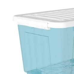 Cetomo 55L*3 Plastic Storage Box,Clear Blue, Tote Box, Organizing Container With Durable Lid And Secure Latching Buckles, Stackable And Nestable, 3Pack, With Buckle 17 Cetomo 55L*3 Plastic Storage Box,Clear Blue, Tote Box, Organizing Container With Durable Lid And Secure Latching Buckles, Stackable And Nestable, 3Pack, With Buckle -Songmics Furniture Shop 316rLPwHpzL
